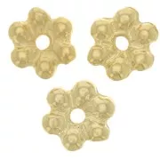 Perle rondelle fiore 6 petali - 10 mm - Dorato con oro fino x6