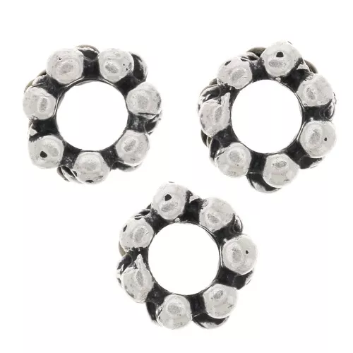 Perle rondelle fiore 6x3 mm - Argentato anticato x10