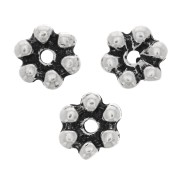 Perle rondelle fiore 6 petali - 10 mm - Argentato anticato x6|raw }}