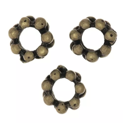 Perle rondelle fiore 6x3 mm - Bronzo x10