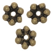 Perle rondelle fiore 6 petali - 10 mm - Bronzo x6