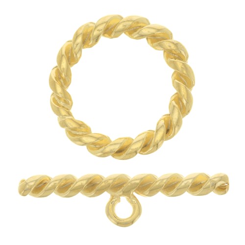 Chiusura a T per bracciale o collana 27mm - Dorato all'oro fino x1