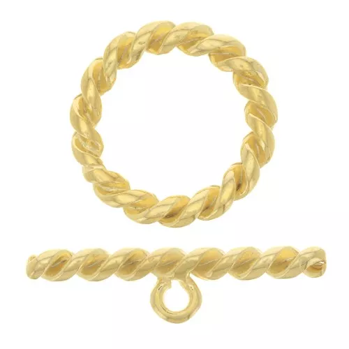 Chiusura a T per bracciale o collana 27mm - Dorato all'oro fino x1