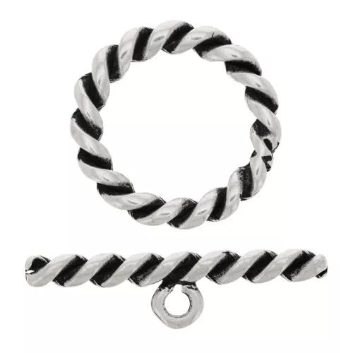 Chiusura a T per bracciale o collana 27mm - Argentato anticato x1