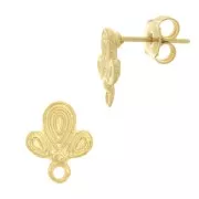 Orecchini perno cactus 12x10 mm con anello chiuso - Dorato con oro fino x2