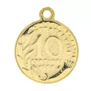 Pendente moneta 10 centimi 22x18 mm - Dorato con oro fino x1