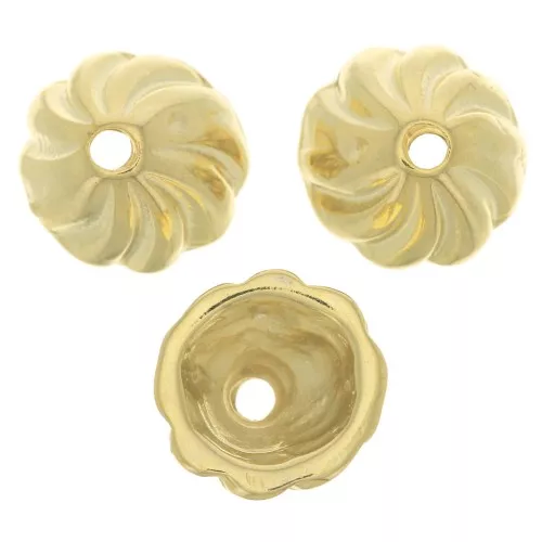 Coppette striate 11 mm - Dorato con oro fino x6