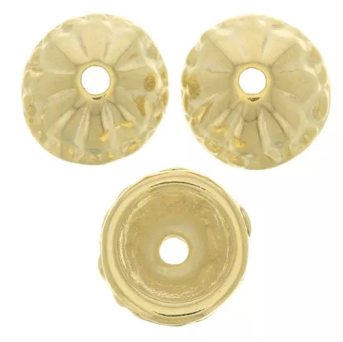 Coppette striate e lavorate 9 mm - Dorato con oro fino x6