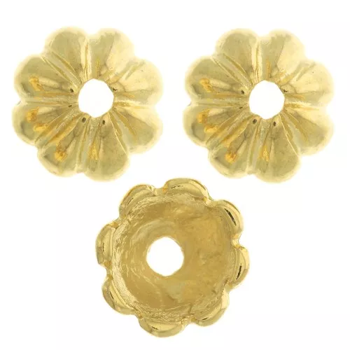 Coppette striate 9 mm - Dorato con oro fino x6