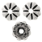 Coppette striate 9 mm - Argentato anticato x6