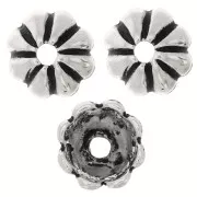 Coppette striate 9 mm - Argentato anticato x6