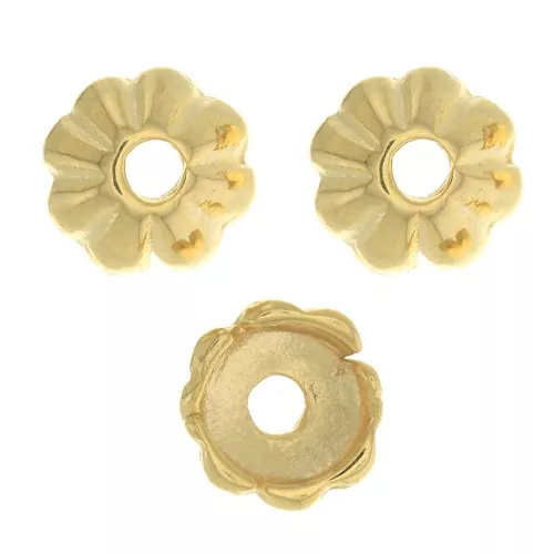 Coppette striate 6 mm - Dorato con oro fino x6