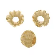 Perle tonde appiattite striate 5x4 mm - Dorato con oro fino x10