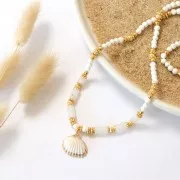 Perle tonde appiattite striate 5x4 mm - Dorato con oro fino x10