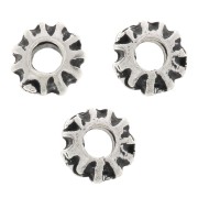 Perle tonde appiattite striate 5x4 mm - Argentato Anticato x10|raw }}