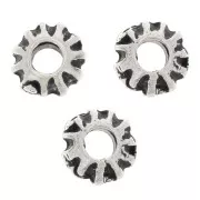 Perle tonde appiattite striate 5x4 mm - Argentato Anticato x10