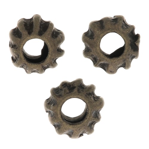 Perle tonde appiattite striate 5x4 mm - Bronzo x10