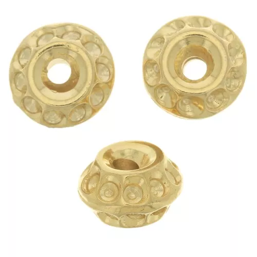 Perle tonde lavorate 8x5 mm - Dorato con oro fino x5