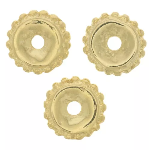 Perle rondelle con palline 9 mm - Dorato con oro fino x6