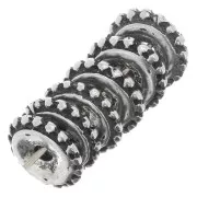 Perle rondelle con palline 9 mm - Argentato anticato x6