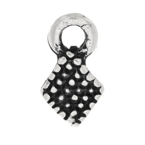 Mini ciondolo rombo 9x5 mm - Argentato anticato x6