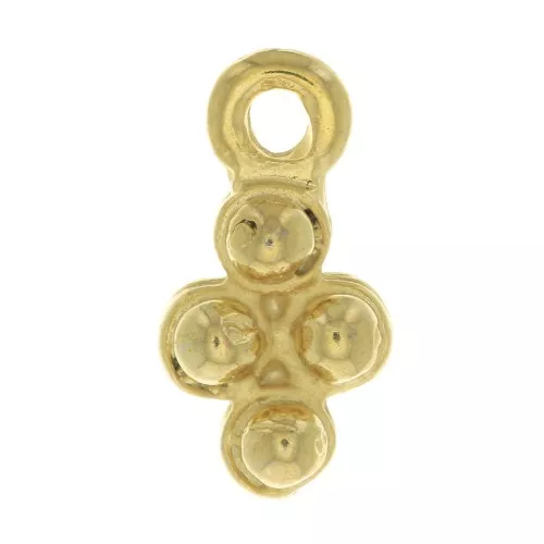 Ciondolo rombo con palline 15x8 mm - Dorato con oro fino x1