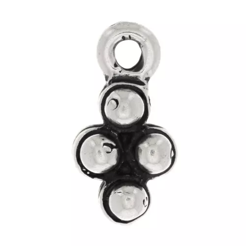 Ciondolo rombo con palline 15x8 mm - Argentato anticato x1