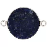 Distanziatore tondo in pietra gemma 22x16 mm - Argento 925 - Lapis lazzuli x1