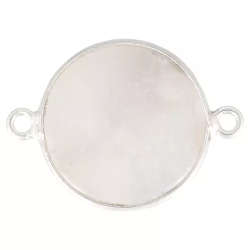 Distanziatore tondo in pietra gemma 22x16 mm - Argento 925 - Pietra di luna x1