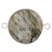 Distanziatore tondo in pietra gemma 22x16 mm - Argento 925 - Labradorite x1|raw }}