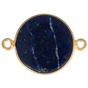 Distanziatore tondo in pietra gemma 22x16mm Arg925 Dorato oro fino Lapis lazzuli|raw }}