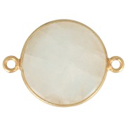 Distanziatore tondo in pietra gemma 22x16mm Arg925 Dorato oro fino Pietra di luna|raw }}