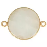 Distanziatore tondo in pietra gemma 22x16mm Arg925 Dorato oro fino Pietra di luna