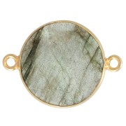 Distanziatore tondo in pietra gemma 22x16mm Arg925 Dorato oro fino- Labradorite