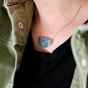 Distanziatore per collana in pietra gemma 33x19 mm - Argento 925 -Lapis lazzuli x1