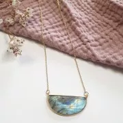 Distanziatore per collana in pietra gemma 33x19 mm - Arg925 - Pietra di luna x1