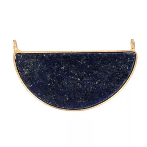 Distanziatore in pietra gemm 33x19 mm Arg925 Dorato oro fino - Lapis lazzuli x1