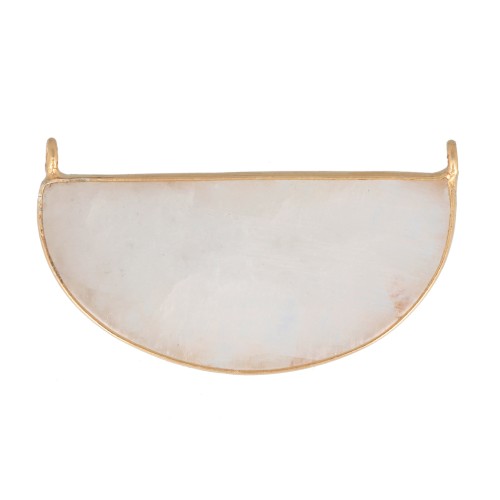 Distanziatore in pietra gemma 33x19 mm Arg925 Dorato oro fino - Pietra di luna