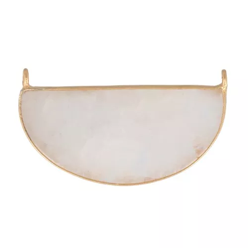 Distanziatore in pietra gemma 33x19 mm Arg925 Dorato oro fino - Pietra di luna