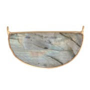 Distanziatore in pietra gemma 33x19 mm Arg925 Dorato oro fino - Labradorite x1|raw }}