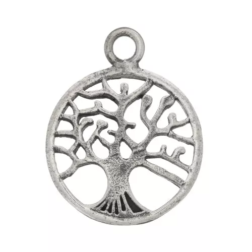 Pendente tondo 18x14 mm - modello albero di vita - Argento 925 ossidato x1