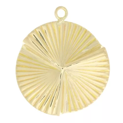 Pendente tondo a pieghe e striato 17x15 mm - Gold filled x1