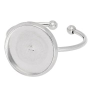 Anello sottile regolabile per cabochon a base piatta da 12 mm - Acciaio inox 304 x1