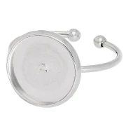 Anello sottile regolabile per cabochon a base piatta da 12 mm - Acciaio inox 304 x1