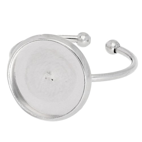 Anello sottile regolabile per cabochon a base piatta da 12 mm - Acciaio inox 304 x1