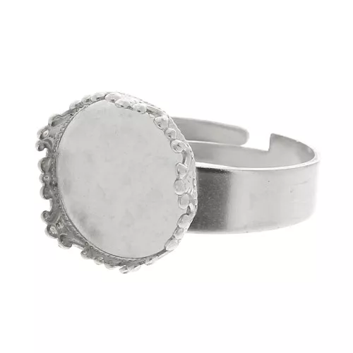 Anello regolabile per cabochon fondo piatto 12mm - Acciaio inossidabile x1