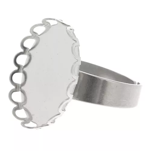 Anello regolabile per cabochon fondo piatto 18x13 mm - Acciaio inossidabile x1
