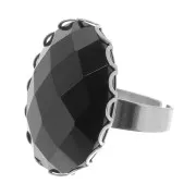 Anello regolabile per cabochon fondo piatto 25x18 mm - Acciaio inossidabile x1