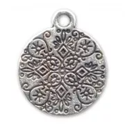 Ciondolo tondo mm. 18 argentato antico x1