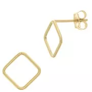 Orecchini perno rombo scavato 10 mm - Gold filled x2